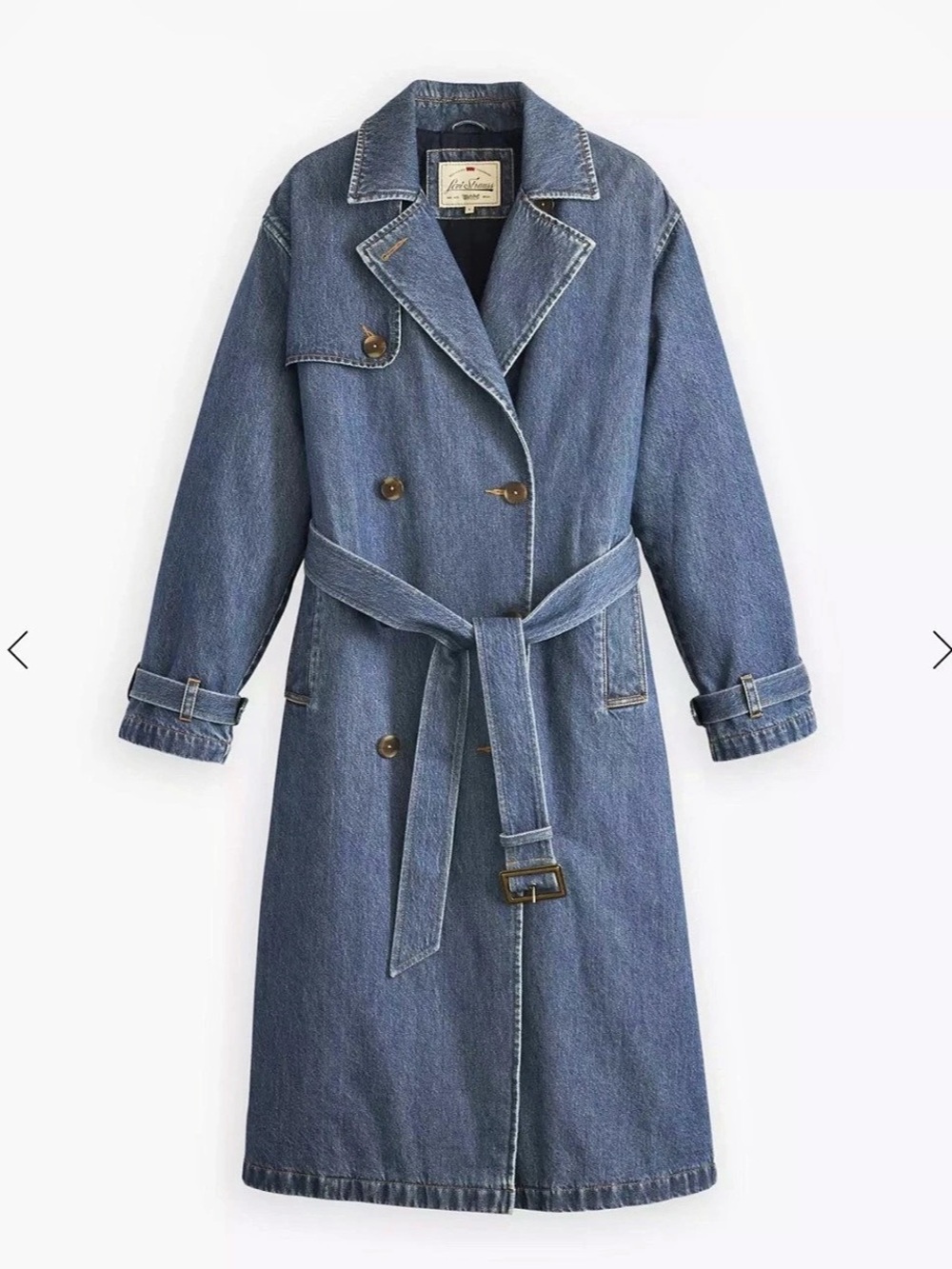 Levi'Small Spade Trench Coat Denim Trench Coat in Blue Size Small NWT